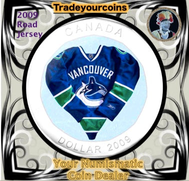 2009 Canada Nickel Vancouver Canucks Loonie Dollar From Canadian NHL Hockey Road Jersey Crest set