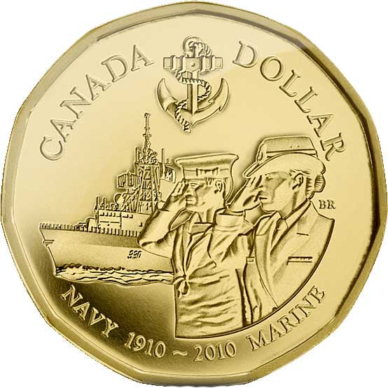 2010-1910 Canada Gold Plated Navy Loonie Dollar
