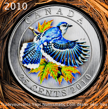 2010 Canada Nickel Quarter - 25 Cents Birds of Canada Series, Blue Jay