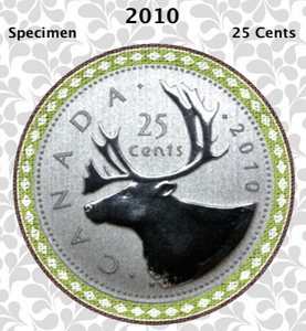 2010 Canada Nickel Quarter Specimen Caribou - 25 Cents