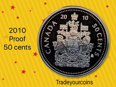 2010 Canada Fifty Cents Silver proof Heavy cameo