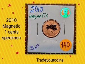 2010 Canada 1 Cent Penny Specimen Magnetic