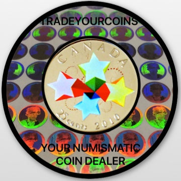 2010 Canada Nickel Coloured Quarter - 25 Cents From Congratulation Card-Stars UNC