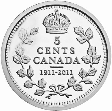 2011-1911 Canada Five Cents GEORGE V, Sterling proof Heavy cameo