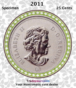 2011 Canada Nickel Quarter Specimen Caribou - 25 Cents