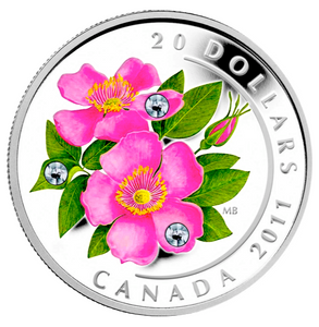 2011 20 Dollars Fine Silver Coin, Wildflower Serie- Wild Rose