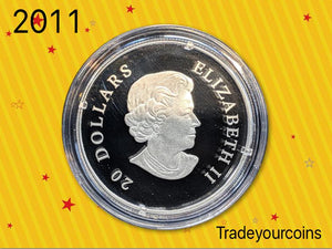 2011 Canada 20 Dollars Fine Silver Coin, Crystal Snowflake Series-Montana