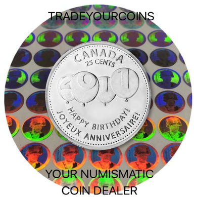 2011 Canada Nickel Coloured Quarter - 25 Cents From Birthday Set-Four Balloons UNC