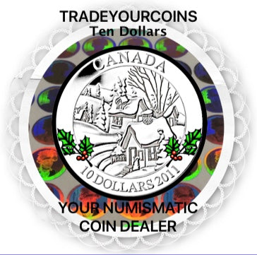 2011 Canada Fine Silver Proof $10 Winter Town Ten Dollars