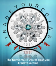 2011 Canada 20 Dollars Fine Silver Coin, Crystal Snowflake Series-Emerald