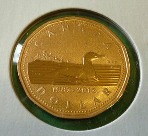 2012 Canada Specimen  Loonie Double Date 25 Th Anniversary Dollar