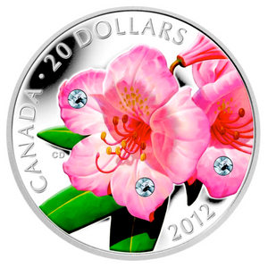 2012 20 Dollars Fine Silver Coin, Wildflower Serie-Rhododendron