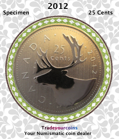 2012 Canada Nickel Quarter Specimen Caribou - 25 Cents