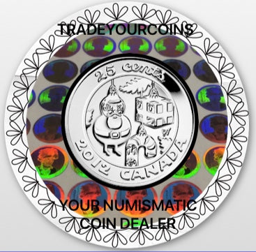 2012 Canada Nickel Coloured Quarter - 25 Cents From Holiday Set-Christmas Tree Ornaments UNC