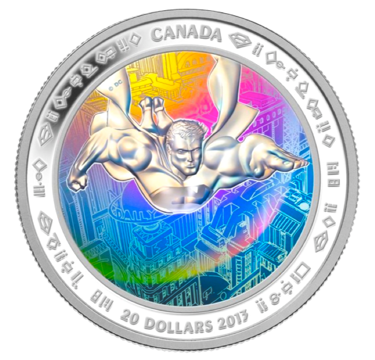 2013 20 Dollars Fine Silver Superman Series-Metropolis, Achromatic Hologram