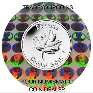 2013 Canada Nickel Coloured Quarter - 25 Cents From Oh Canada Set- Maple Leaf UNC