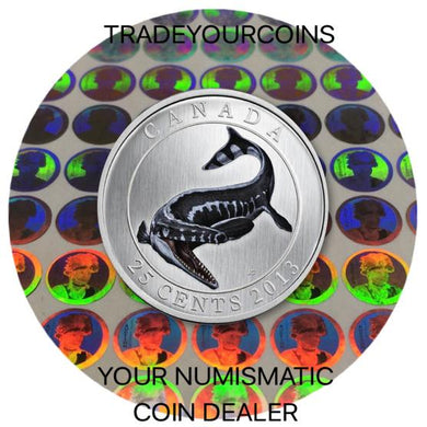 2013 Canada Cupronickel Quarter - 25 Cents Prehistoric Creatures- Tylosaurus Pembinensis