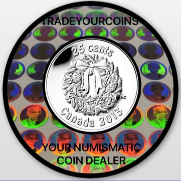 2013 Canada Nickel Coloured Quarter - 25 Cents From Holiday Set-UNC