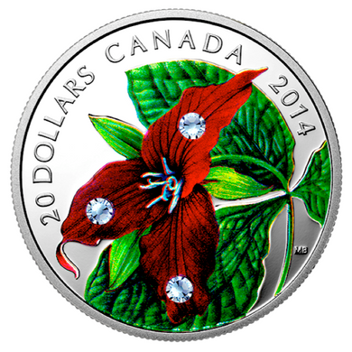 2014 20 Dollars Fine Silver Coin, Wildflower Series- Red Trillium