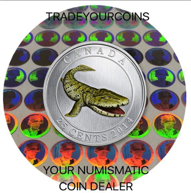 2014 Canada Cupronickel Quarter - 25 Cents Prehistoric Creatures- Tiktaalik