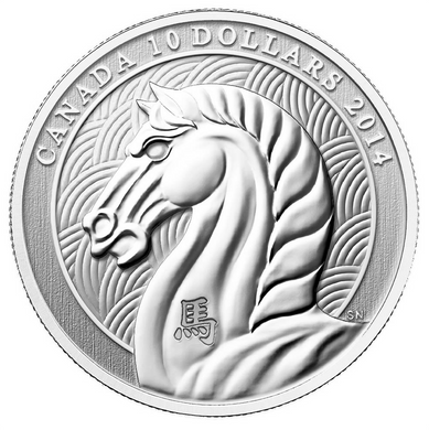 2014 Canada Fine Silver $10 Ten Dollars-Year of the Horse