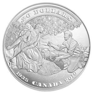 2010 20 Dollars Fine Silver Coin, 75TH Anniversary of the First bank Notes By Bank of Canada, (1935)