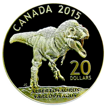 2015 Twenty Dollars Fine Silver, dinosaurs Series-Albertosaurus