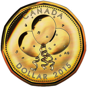 2015 Canada Uncirculated Loonie Dollar from Birthday Gift Set-Balloons Design