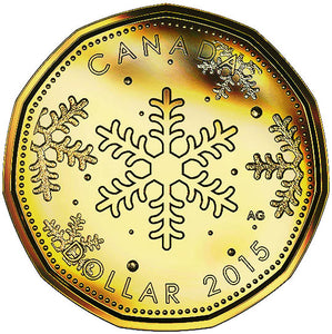 2015 Canada Uncirculated Loonie Dollar from Holiday Gift Set-Snowflake Design