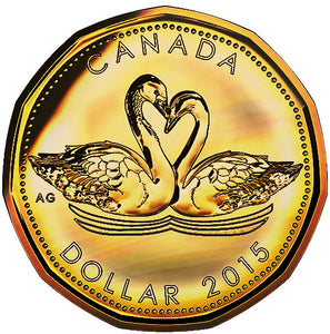 2015 Canada Uncirculated Loonie Dollar from Wedding Gift Set-Swan Design