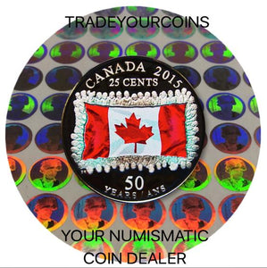 2015 Canada 25 Cents Nickel Proof 50 th Anniversary of the Canadian Flag