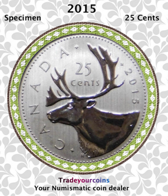 2015 Canada Nickel Quarter Specimen Caribou - 25 Cents