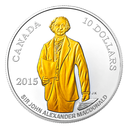 2015 Canada Fine Silver $10 Ten Dollars-200th Anniversary Birth Sir John A. MacDonald