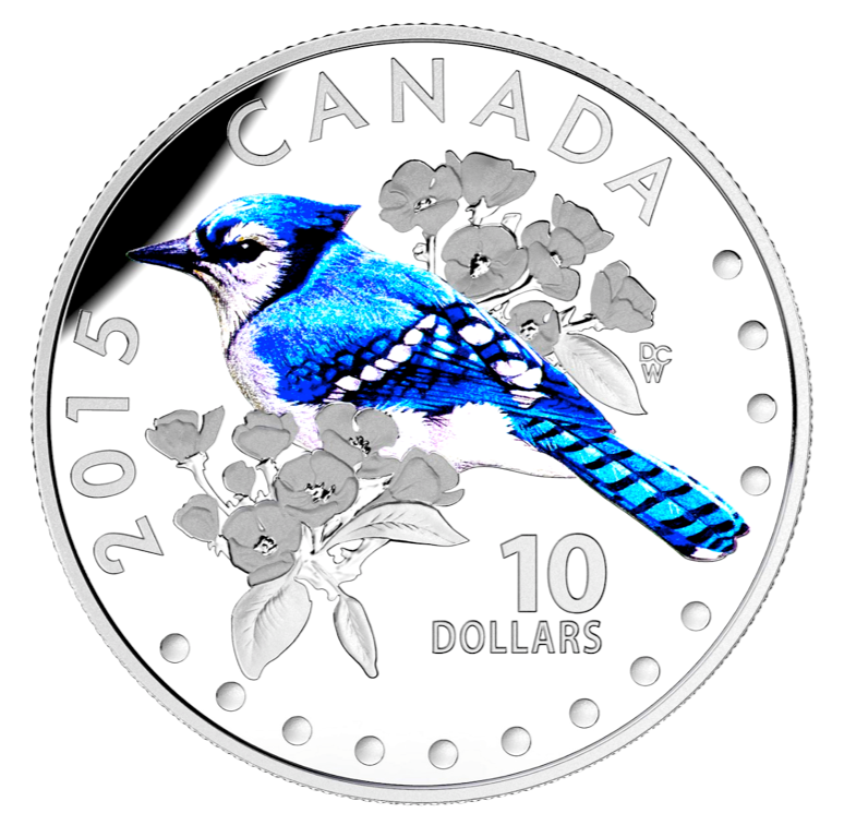 2015 $10 Colourful Songbirds of canada-The Blue Jay