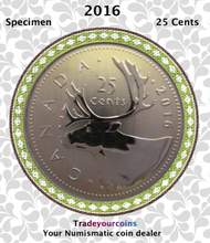 2016 Canada Nickel Quarter Specimen Caribou - 25 Cents