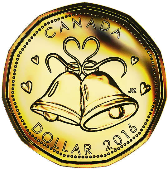 2016 Canada Uncirculated Loonie Dollar from Wedding Gift Set-Bell Design