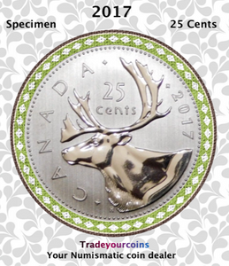 2017 Canada Nickel Quarter Specimen Caribou - 25 Cents