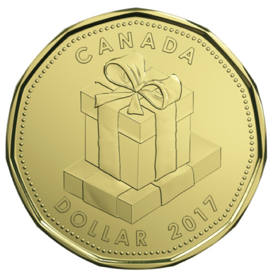 2017 Canada Uncirculated Loonie Dollar from Happy Anniversary Gift Set-Cake Design