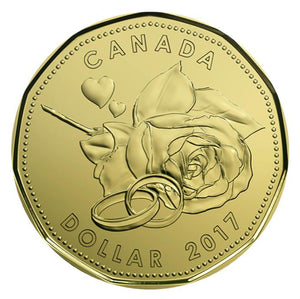 2017 Canada Uncirculated Loonie Dollar from Wedding Gift Set-rose Design