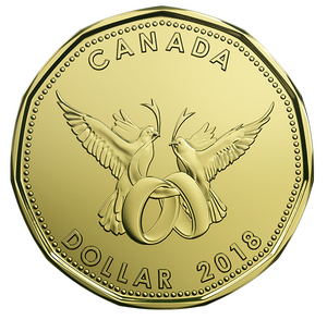 2018 Canada Uncirculated Loonie Dollar from Married in 2018 Gift Set
