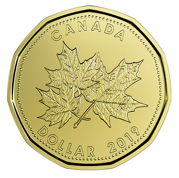 2019 Canada Uncirculated Loonie Dollar from O Canada Gift Set-Maple Leaf Design