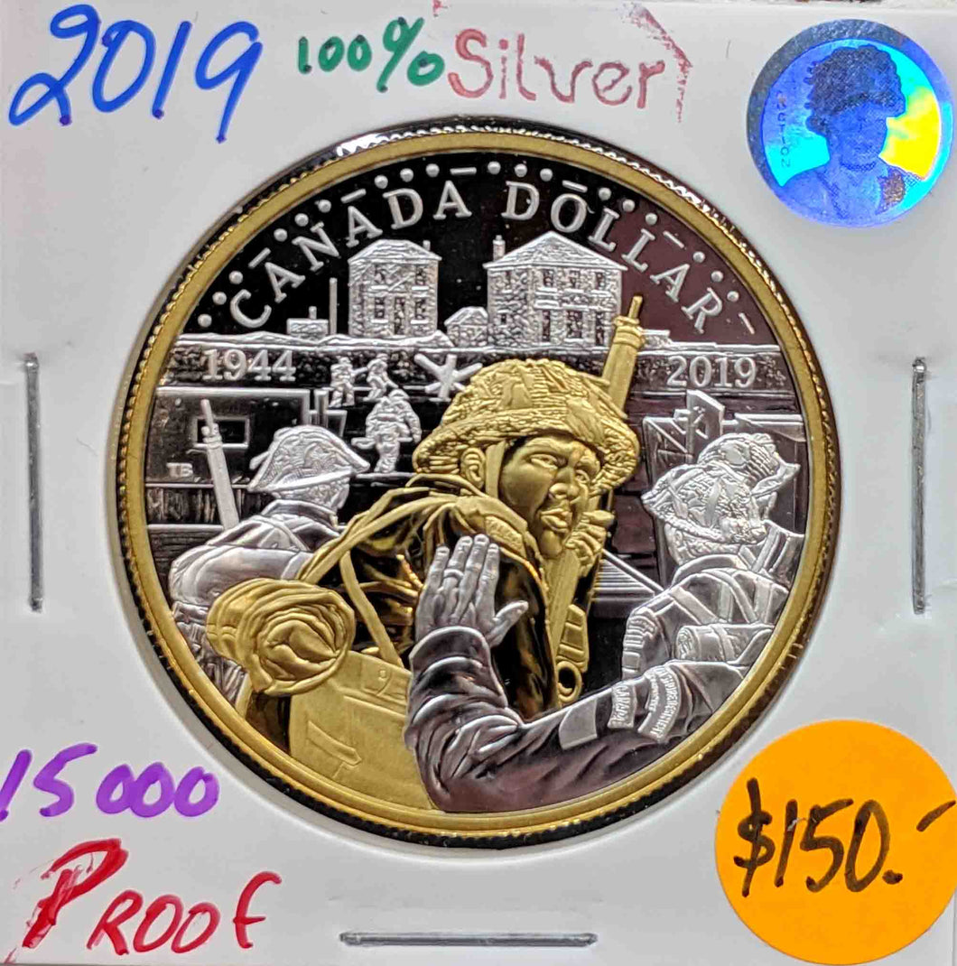 2019 Canada Fine Silver Proof Dollar 75 th Anniversary of D-day