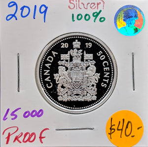 2019 Canada Fine Silver Proof 50 cents-Coat of Arms