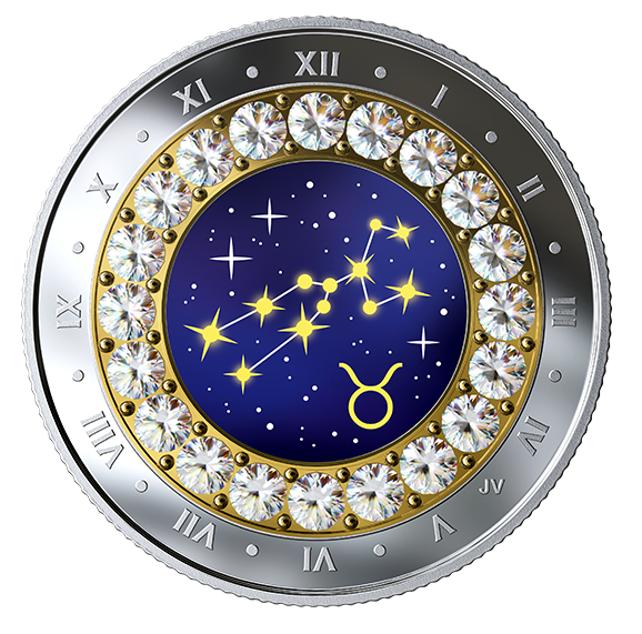 2019 Canada Fine Silver $5 Five Dollars- Birthstones Zodiac Series-Taurus