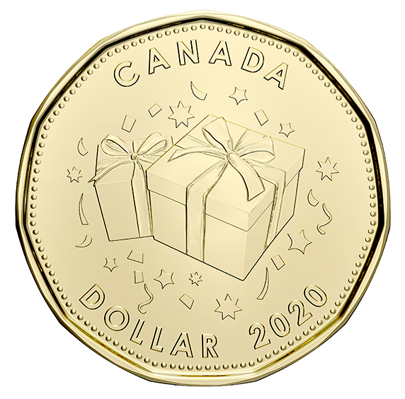 2020 Canada Uncirculated Loonie Dollar from Happy Anniversary Gift Set-Cake Design