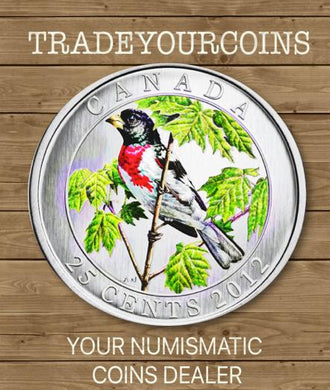 2012 Canada Nickel Quarter - 25 Cents Birds of Canada Series, Rose-Breasted Grosbeak