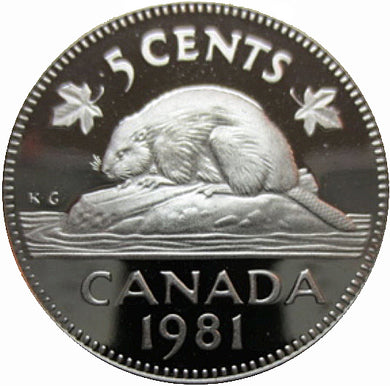 1981 Canada Five Cents Nickel proof Heavy cameo