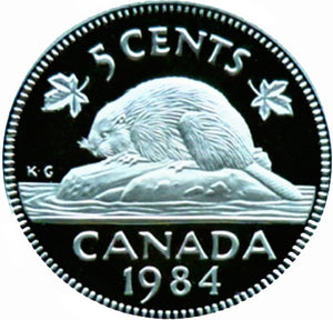 1984 Canada Five Cents Nickel proof Heavy cameo