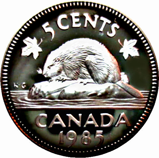 1985 Canada Five Cents Nickel proof Heavy cameo