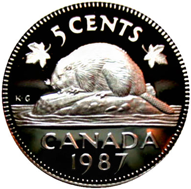 1987 Canada Five Cents Nickel proof Heavy cameo